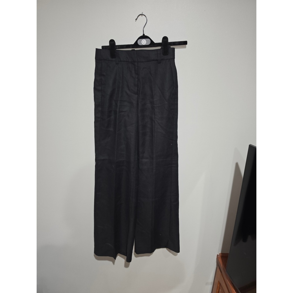 J.Crew Womens Black Wide Leg Trousers High Rise Dress Pants R2404 Size 00 NWT